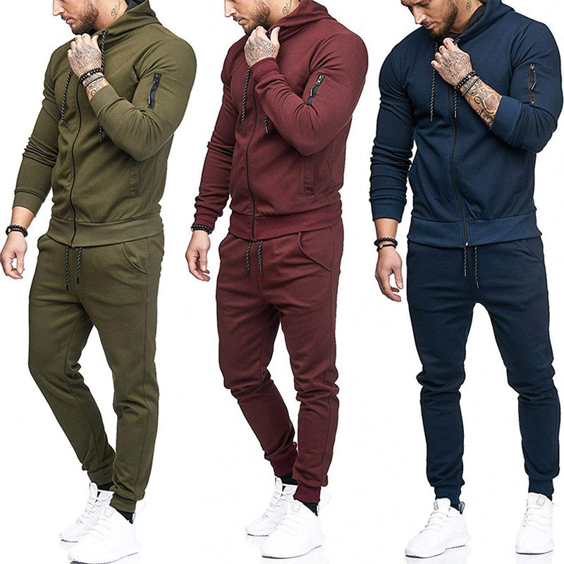 2022 Premium Custom Jogging Wear Training Gym Jogger Track Suits Custom Men's Full Zip Hooded Jogging Wear Tracksuit 